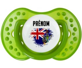 Drapeau effet pinceau Géorgie du Sud et les Îles Sandwich du Sud avec prénom Sucette LOVI Dynamic Vert classique