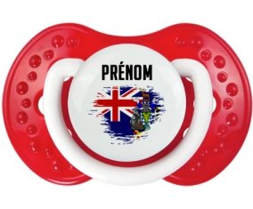 Drapeau effet pinceau Géorgie du Sud et les Îles Sandwich du Sud avec prénom Sucette LOVI Dynamic Blanc-rouge classique
