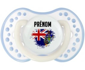 Drapeau effet pinceau Géorgie du Sud et les Îles Sandwich du Sud avec prénom Sucette LOVI Dynamic Blanc-cyan classique