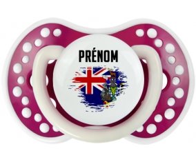 Drapeau effet pinceau Géorgie du Sud et les Îles Sandwich du Sud avec prénom Sucette LOVI Dynamic Fuchsia phosphorescente