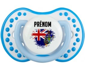 Drapeau effet pinceau Géorgie du Sud et les Îles Sandwich du Sud avec prénom Sucette LOVI Dynamic Blanc-bleu phosphorescente