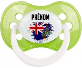 Drapeau effet pinceau Géorgie du Sud et les Îles Sandwich du Sud avec prénom Sucette Anatomique Vert classique