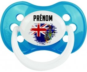 Drapeau effet pinceau Géorgie du Sud et les Îles Sandwich du Sud avec prénom Sucette Anatomique Cyan classique