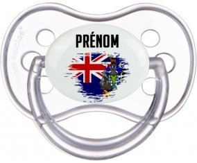Drapeau effet pinceau Géorgie du Sud et les Îles Sandwich du Sud avec prénom Sucette Anatomique Transparente classique
