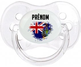 Drapeau effet pinceau Géorgie du Sud et les Îles Sandwich du Sud avec prénom Tétine Cerise Transparent classique