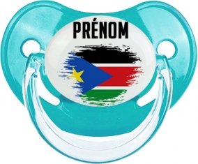 Drapeau effet pinceau Soudan du sud avec prénom : Sucette Physiologique personnalisée