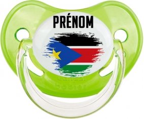 Drapeau effet pinceau Soudan du sud avec prénom Sucete Physiologique Vert classique