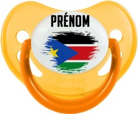 Drapeau effet pinceau Soudan du sud avec prénom Sucete Physiologique Jaune phosphorescente