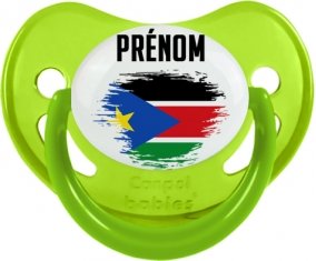 Drapeau effet pinceau Soudan du sud avec prénom Sucete Physiologique Vert phosphorescente