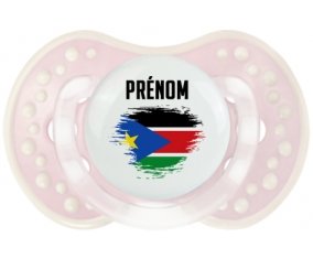 Drapeau effet pinceau Soudan du sud avec prénom Tétine LOVI Dynamic Retro-rose-tendre classique