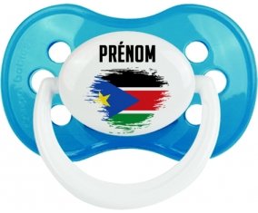 Drapeau effet pinceau Soudan du sud avec prénom Sucette Anatomique Cyan classique