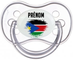 Drapeau effet pinceau Soudan du sud avec prénom Sucette Anatomique Transparente classique