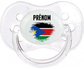 Drapeau effet pinceau Soudan du sud avec prénom Sucette Cerise Transparent classique