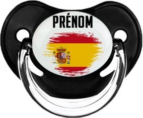 Drapeau effet pinceau Espagne avec prénom Sucette Physiologique Noir classique