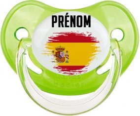 Drapeau effet pinceau Espagne avec prénom Sucette Physiologique Vert classique