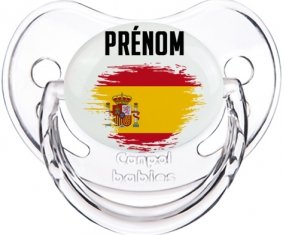 Drapeau effet pinceau Espagne avec prénom Sucette Physiologique Transparent classique