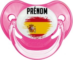 Drapeau effet pinceau Espagne avec prénom Sucette Physiologique Rose classique