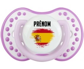 Drapeau effet pinceau Espagne avec prénom Sucette LOVI Dynamic Blanc-mauve classique