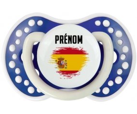 Drapeau effet pinceau Espagne avec prénom Sucette LOVI Dynamic Bleu-marine phosphorescente