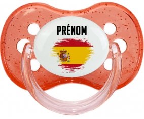 Drapeau effet pinceau Espagne avec prénom Sucette Cerise Rouge à paillette