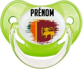 Drapeau effet pinceau Sri Lanka Srilanka avec prénom Sucette Physiologique Vert classique