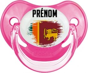 Drapeau effet pinceau Sri Lanka Srilanka avec prénom Sucette Physiologique Rose classique