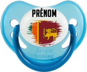 Drapeau effet pinceau Sri Lanka Srilanka avec prénom Sucette Physiologique Bleue phosphorescente