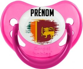 Drapeau effet pinceau Sri Lanka Srilanka avec prénom Sucette Physiologique Rose phosphorescente