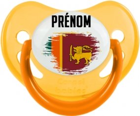 Drapeau effet pinceau Sri Lanka Srilanka avec prénom Sucette Physiologique Jaune phosphorescente