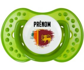 Drapeau effet pinceau Sri Lanka Srilanka avec prénom Sucette LOVI Dynamic Vert classique
