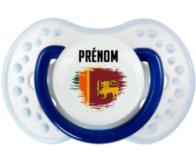 Drapeau effet pinceau Sri Lanka Srilanka avec prénom Sucette LOVI Dynamic Marine-blanc-bleu classique