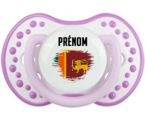 Drapeau effet pinceau Sri Lanka Srilanka avec prénom Sucette LOVI Dynamic Blanc-mauve classique