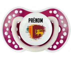 Drapeau effet pinceau Sri Lanka Srilanka avec prénom Sucette LOVI Dynamic Fuchsia phosphorescente
