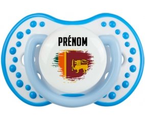 Drapeau effet pinceau Sri Lanka Srilanka avec prénom Sucette LOVI Dynamic Blanc-bleu phosphorescente