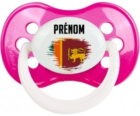 Drapeau effet pinceau Sri Lanka Srilanka avec prénom Sucette Anatomique Rose foncé classique