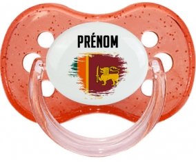 Drapeau effet pinceau Sri Lanka Srilanka avec prénom Tétine Cerise Rouge à paillette