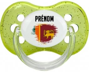 Drapeau effet pinceau Sri Lanka Srilanka avec prénom Tétine Cerise Vert à paillette