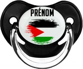 Drapeau effet pinceau État de Palestine avec prénom Tétine Physiologique Noir classique