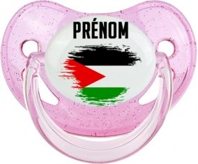 Drapeau effet pinceau État de Palestine avec prénom Tétine Physiologique Rose à paillette