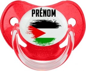 Drapeau effet pinceau État de Palestine avec prénom Tétine Physiologique Rouge à paillette