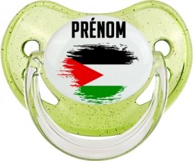 Drapeau effet pinceau État de Palestine avec prénom Tétine Physiologique Vert à paillette