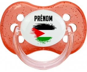 Drapeau effet pinceau État de Palestine avec prénom Sucete Cerise Rouge à paillette