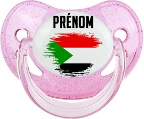 Drapeau effet pinceau Soudan avec prénom Sucete Physiologique Rose à paillette