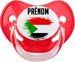 Drapeau effet pinceau Soudan avec prénom Sucete Physiologique Rouge à paillette
