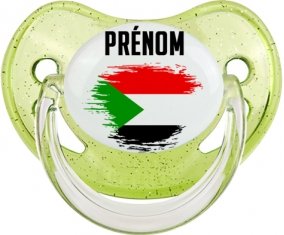 Drapeau effet pinceau Soudan avec prénom Sucete Physiologique Vert à paillette