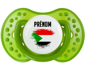 Drapeau effet pinceau Soudan avec prénom Tétine LOVI Dynamic Vert classique