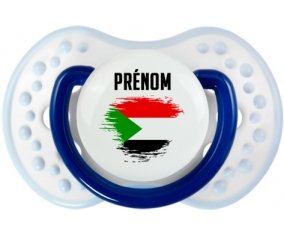 Drapeau effet pinceau Soudan avec prénom Tétine LOVI Dynamic Marine-blanc-bleu classique