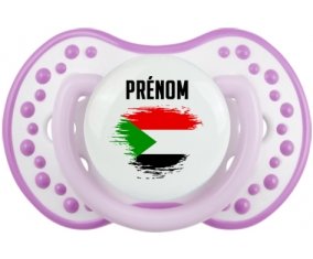 Drapeau effet pinceau Soudan avec prénom Tétine LOVI Dynamic Blanc-mauve classique