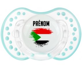 Drapeau effet pinceau Soudan avec prénom Tétine LOVI Dynamic Retro-blanc-lagon classique