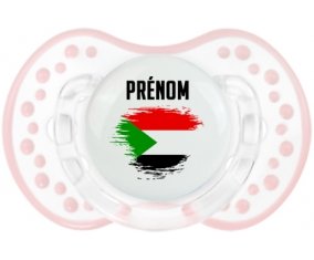 Drapeau effet pinceau Soudan avec prénom Tétine LOVI Dynamic Retro-blanc-rose-tendre classique